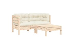 vidaXL Loungeset Grenenhout Crèmekleurige Kussens 47% Korting