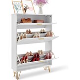 VEVOR Schoenenkast met 3 kleppen, schoenenkast, grote capaciteit, van spaanplaat, schoenenrek voor hakken, laarzen, halmeubel, hal en woonkamer, 80 x 24 x 120 cm - Maat 800 x 239 x 1200 mm