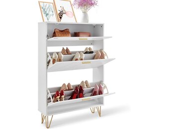 VEVOR Schoenenkast met 3 kleppen, schoenenkast, grote capaciteit, van spaanplaat, schoenenrek voor hakken, laarzen, halmeubel, hal en woonkamer, 80 x 24 x 120 cm - Maat 800 x 239 x 1200 mm