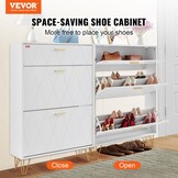VEVOR Schoenenkast met 3 kleppen, schoenenkast, grote capaciteit, van spaanplaat, schoenenrek voor hakken, laarzen, halmeubel, hal en woonkamer, 80 x 24 x 120 cm - Maat 800 x 239 x 1200 mm