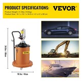 VEVOR Draagbare 20L Vet Pomp Set Elektrische 5 Gallon Lucht Operated Vet Pomp met 20FT Hoge druk Hydraulische Slang