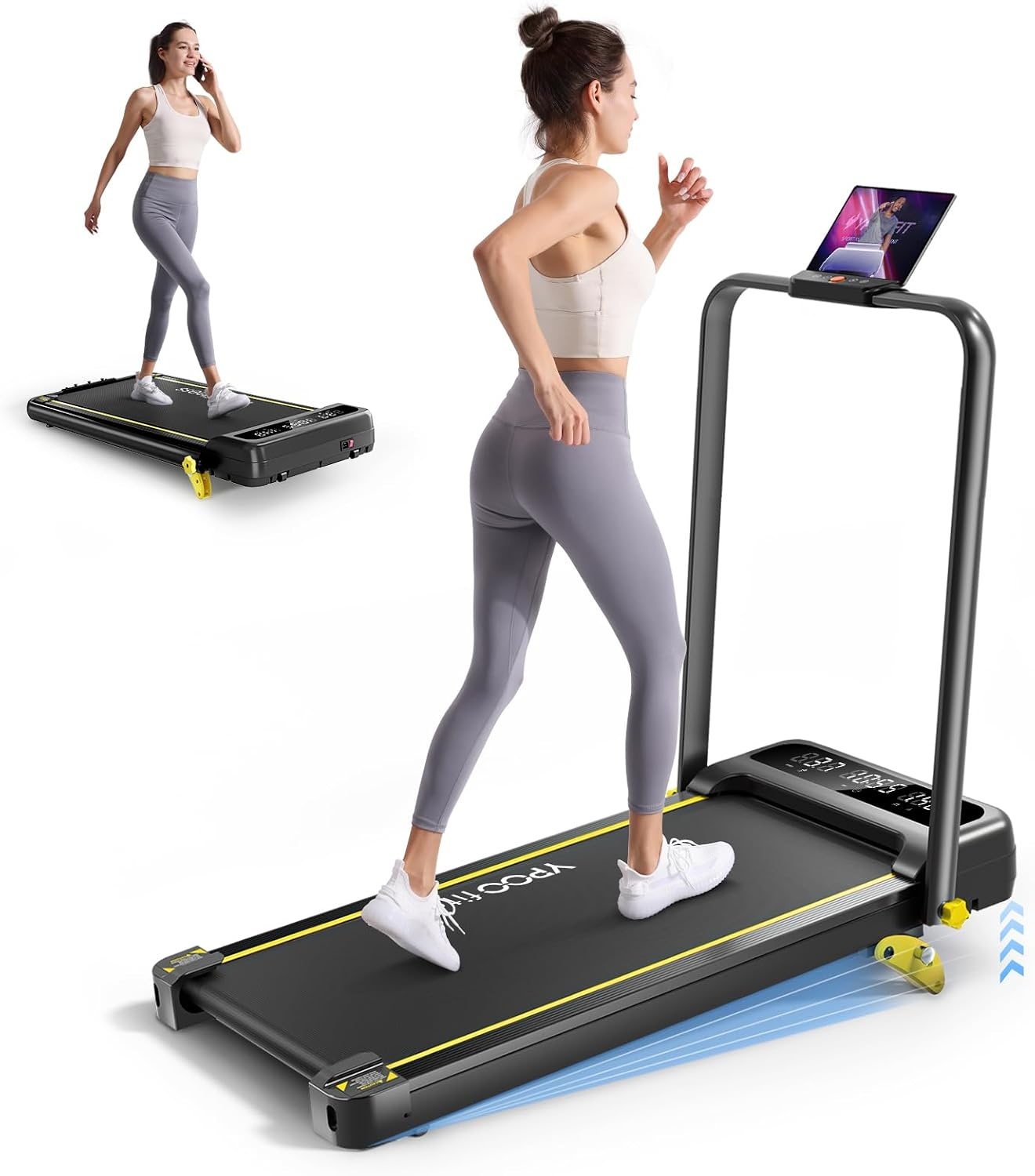YPOO 3-in-1 Compacte Loopband - Inklapbaar met Hellingshoek - 2,5 PK - Zwart