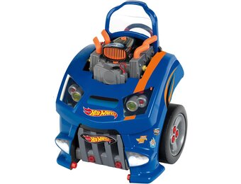 Theo Klein 2822 Hot Wheels-montagewagen I Motorblok met leerzame reparatiefuncties I Batterij-aangedreven koplampen en claxon I Speelgoed voor kinderen vanaf 3 jaar