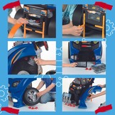 Theo Klein 2822 Hot Wheels-montagewagen I Motorblok met leerzame reparatiefuncties I Batterij-aangedreven koplampen en claxon I Speelgoed voor kinderen vanaf 3 jaar