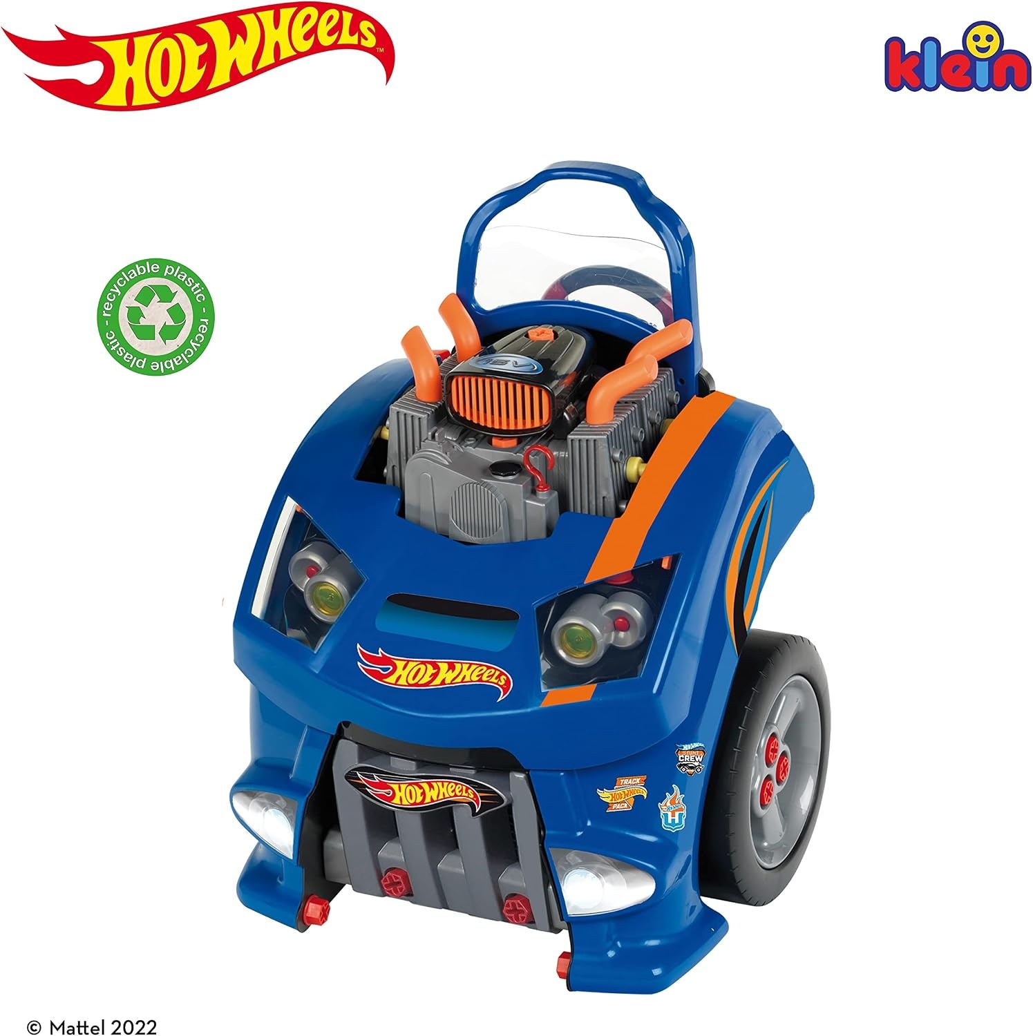 Theo Klein 2822 Hot Wheels-montagewagen I Motorblok met leerzame reparatiefuncties I Batterij-aangedreven koplampen en claxon I Speelgoed voor kinderen vanaf 3 jaar