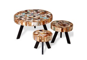 3-delige Salontafelset Gerecycled Hout - 60% Korting