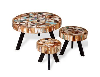 vidaXL 3-delige Salontafelset massief gerecycled hout
