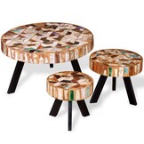 vidaXL 3-delige Salontafelset massief gerecycled hout