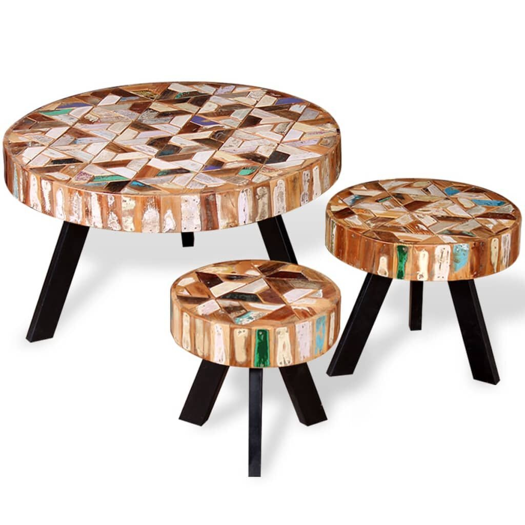 vidaXL 3-delige Salontafelset massief gerecycled hout