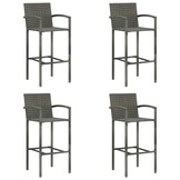 VidaXL Barkrukken Set van 4 - Poly Rattan Grijs - 73% Korting