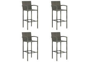 vidaXL Barkrukken 4 stuks Poly Rattan Grijs - 63% Korting