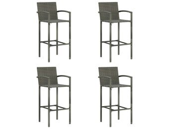 vidaXL Barkrukken 4 st poly rattan grijs