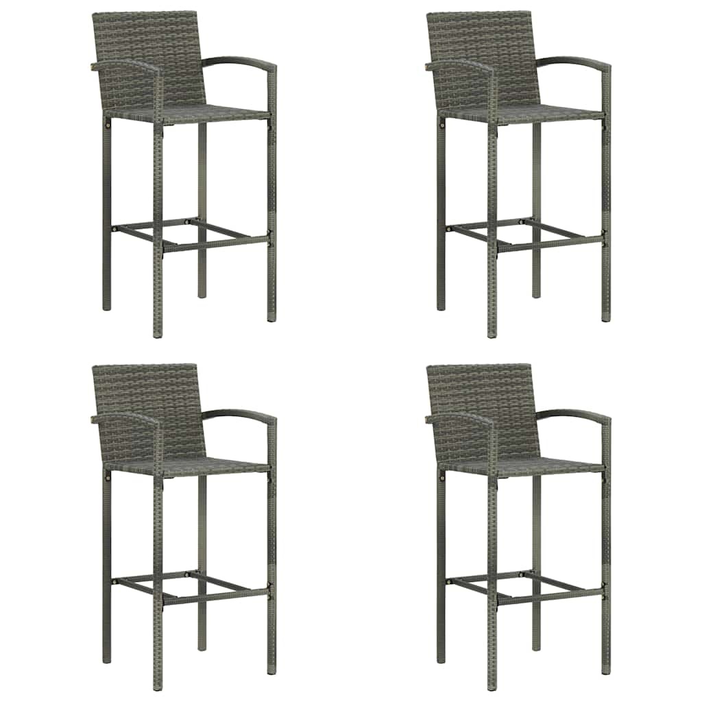 VidaXL Barkrukken Set van 4 - Poly Rattan Grijs - 73% Korting