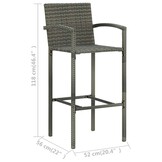 vidaXL Barkrukken 4 st poly rattan grijs