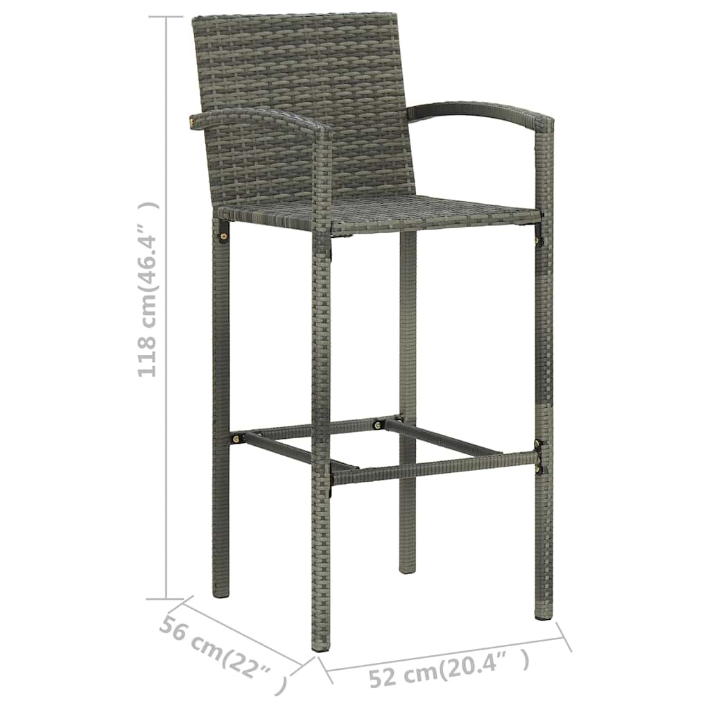 VidaXL Barkrukken Set van 4 - Poly Rattan Grijs - 73% Korting