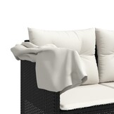 vidaXL Ligbed met luifel en kussens poly rattan zwart