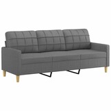 Donkergrijze 3-zitsbank 180 cm stof, 35% korting