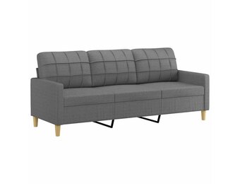 Donkergrijze 3-zitsbank 180 cm stof, 35% korting