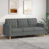 Donkergrijze 3-zitsbank 180 cm stof, 35% korting