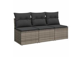 VidaXL Tuinbank 3-zits Poly Rattan Grijs met Kussens - 35% Korting