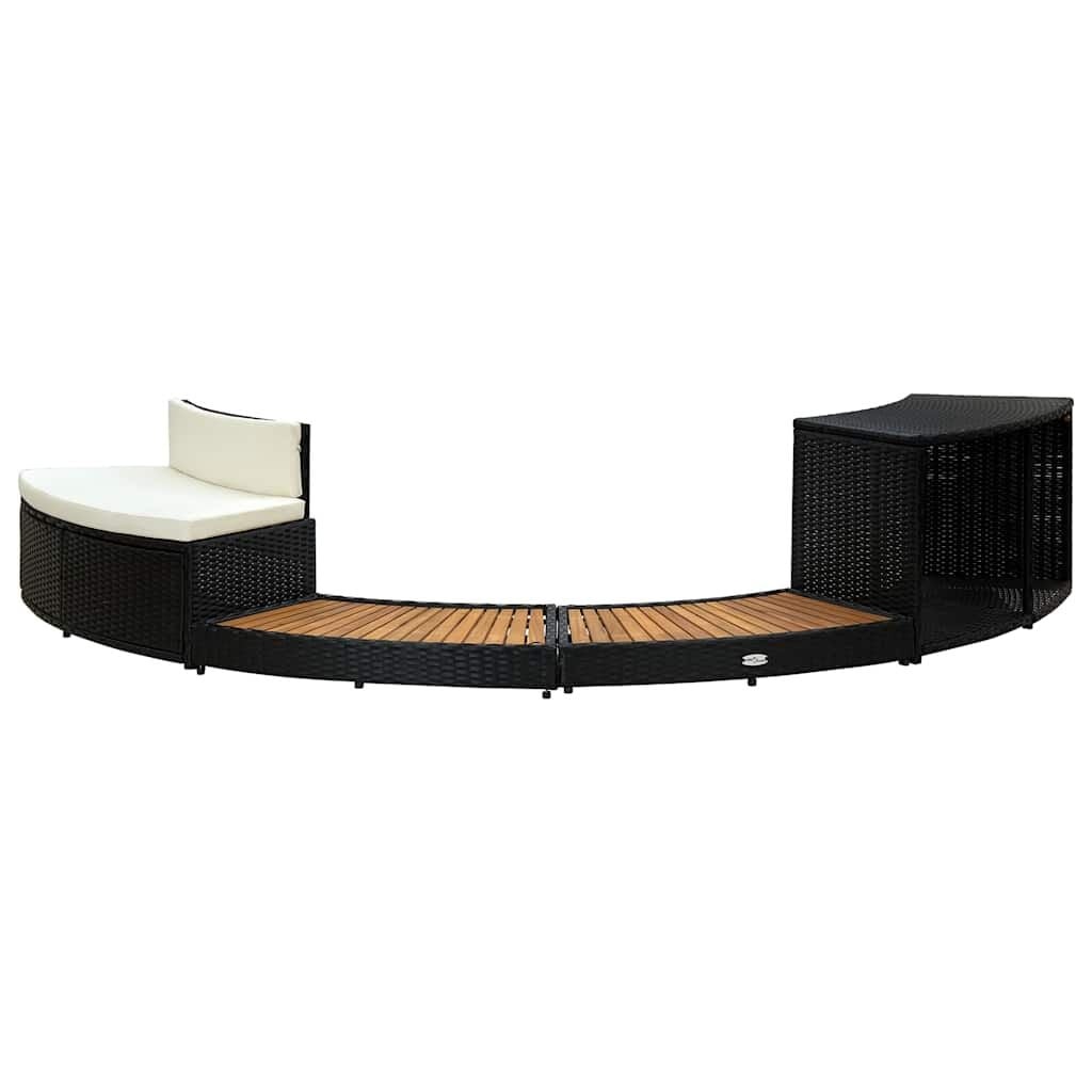 Spa-ombouw Poly Rattan & Acaciahout Zwart - 35% Korting