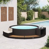 Spa-ombouw Poly Rattan & Acaciahout Zwart - 35% Korting