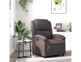 Verstelbare Donkerbruine Echt Lederen Fauteuil - 35% Korting