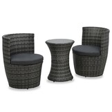 VidaXL Bistroset 3-delig Poly Rattan Grijs - 35% Korting