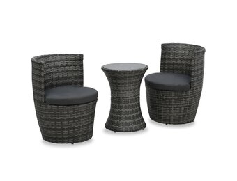 VidaXL Bistroset 3-delig Poly Rattan Grijs - 35% Korting