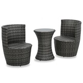 VidaXL Bistroset 3-delig Poly Rattan Grijs - 35% Korting