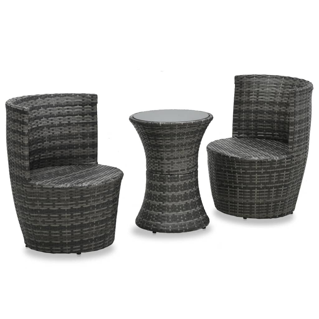 VidaXL Bistroset 3-delig Poly Rattan Grijs - 35% Korting