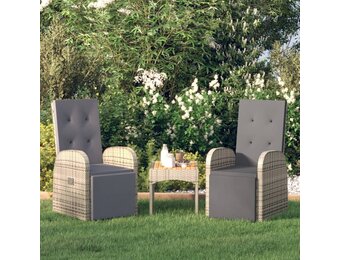 VidaXL Verstelbare Tuinstoelen 2 st. met Kussens - Poly Rattan Grijs - 35% Korting