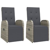 VidaXL Verstelbare Tuinstoelen 2 st. met Kussens - Poly Rattan Grijs - 35% Korting