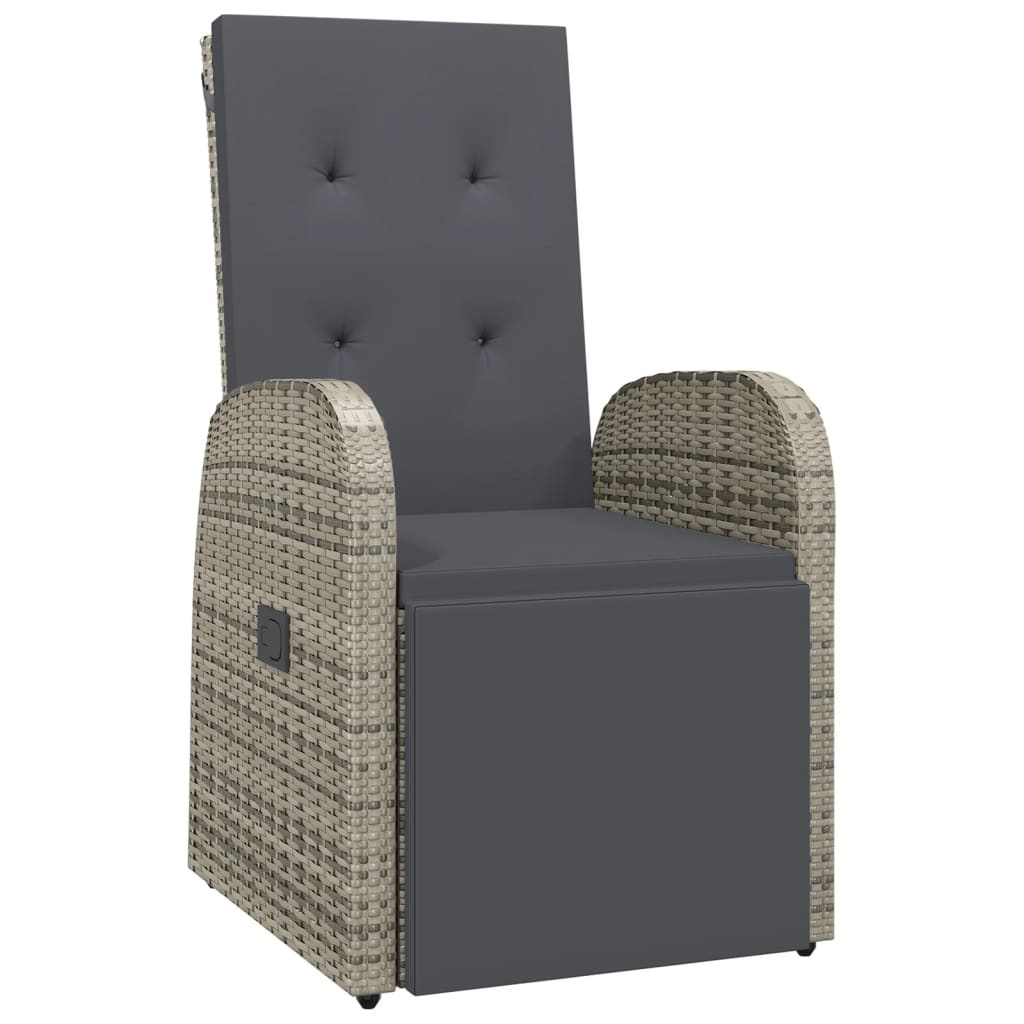 VidaXL Verstelbare Tuinstoelen 2 st. met Kussens - Poly Rattan Grijs - 35% Korting