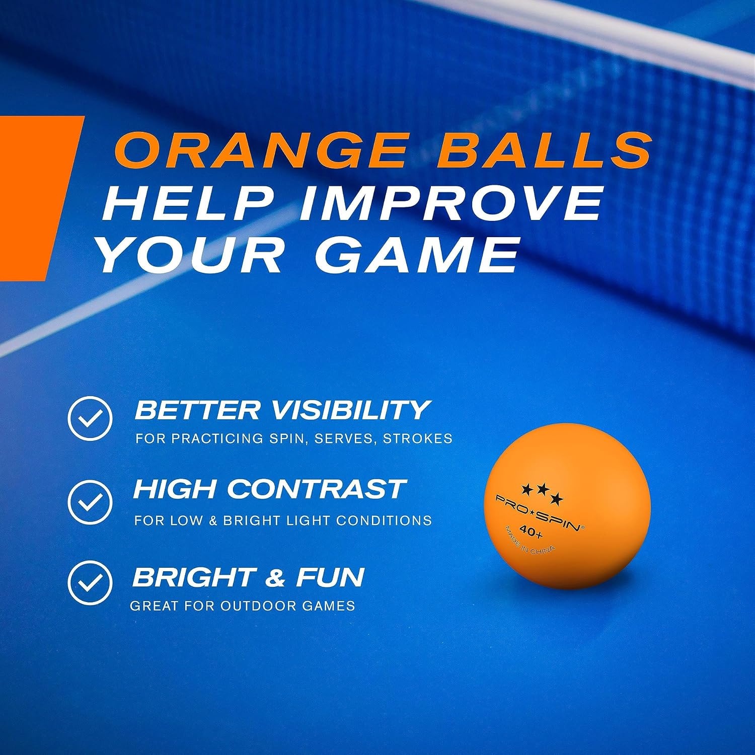Oranje Tafeltennisballen 3-Ster 40+ ABS voor binnen en buiten