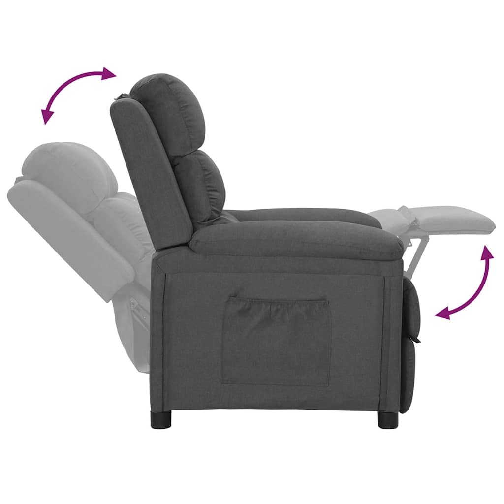 vidaXL Fauteuil verstelbaar stof donkergrijs