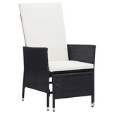 Verstelbare Tuinstoel met Kussens Poly Rattan Zwart - 60% Korting