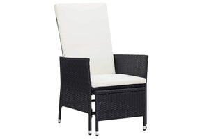 Verstelbare Tuinstoel met Kussens Poly Rattan Zwart - 34% Korting