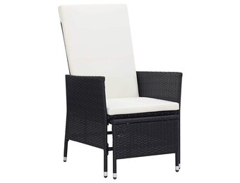 vidaXL Tuinstoel verstelbaar met kussens poly rattan zwart