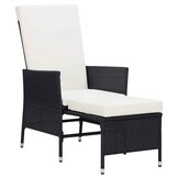 Verstelbare Tuinstoel met Kussens Poly Rattan Zwart - 60% Korting