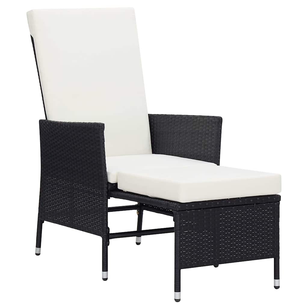 Verstelbare Tuinstoel met Kussens Poly Rattan Zwart - 60% Korting