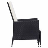 vidaXL Tuinstoel verstelbaar met kussens poly rattan zwart