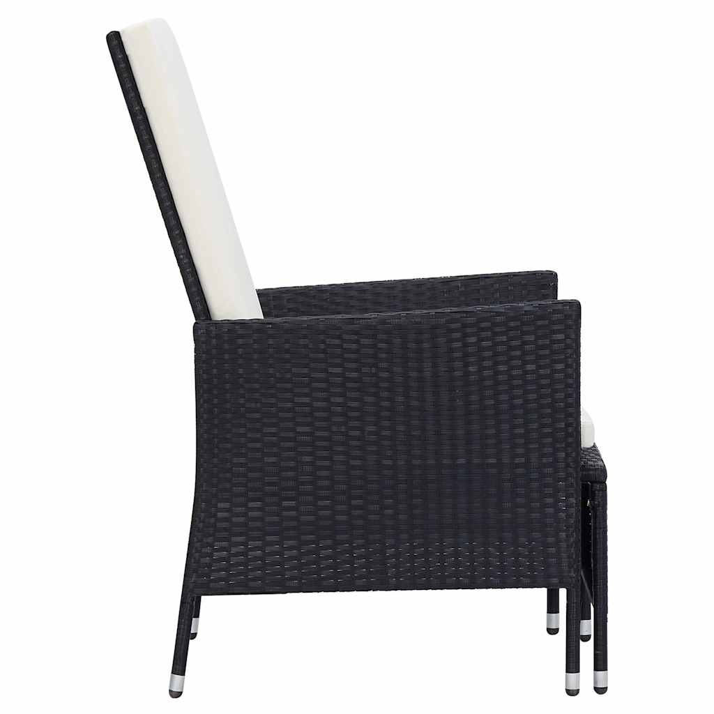 vidaXL Tuinstoel verstelbaar met kussens poly rattan zwart