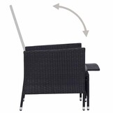 vidaXL Tuinstoel verstelbaar met kussens poly rattan zwart