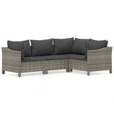 vidaXL Loungeset 4-delig Poly Rattan Grijs - 35% Korting