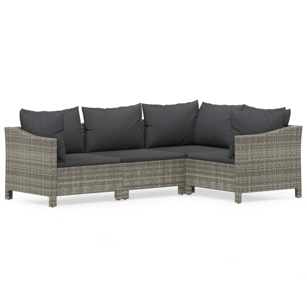 vidaXL Loungeset 4-delig Poly Rattan Grijs - 35% Korting