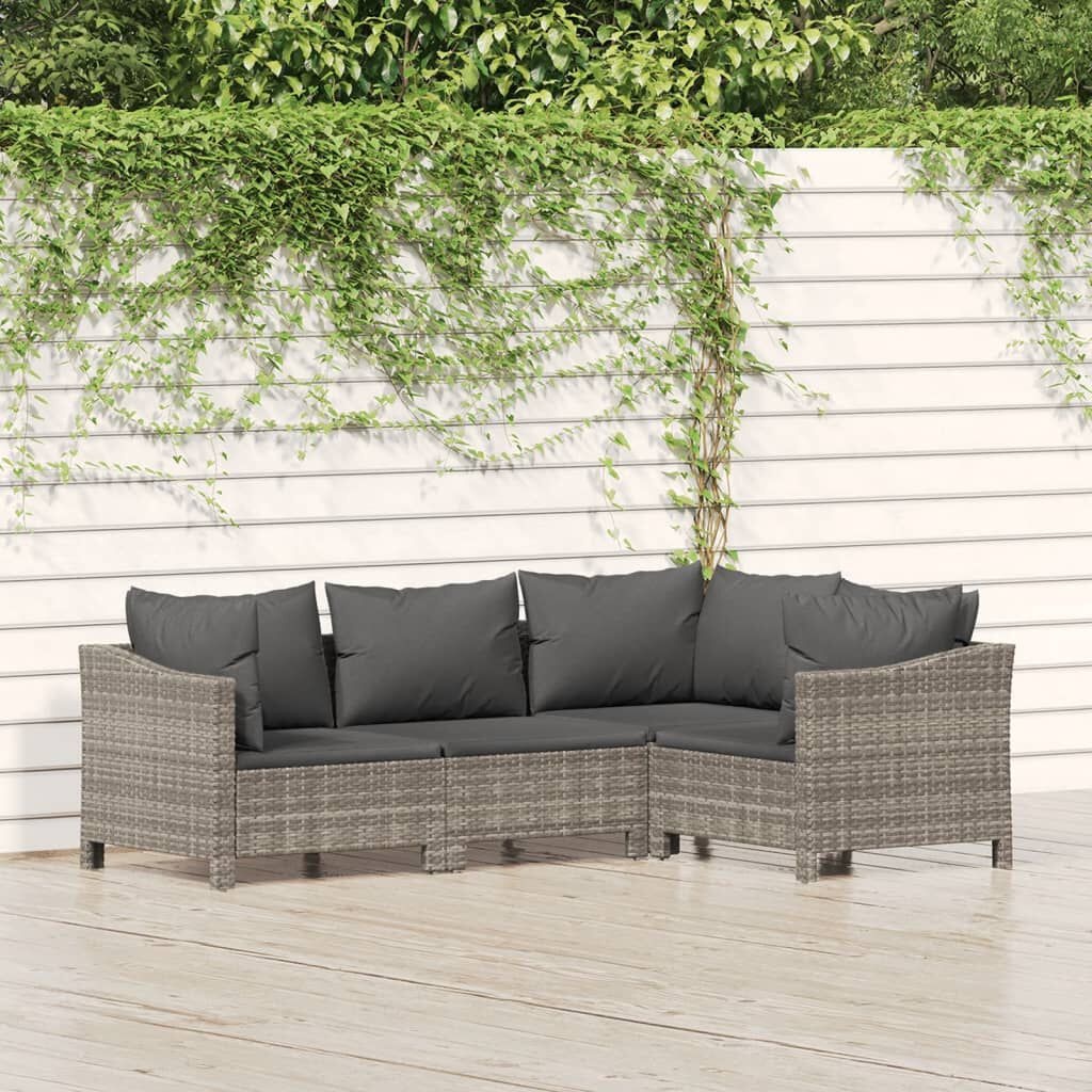 vidaXL Loungeset 4-delig Poly Rattan Grijs - 35% Korting