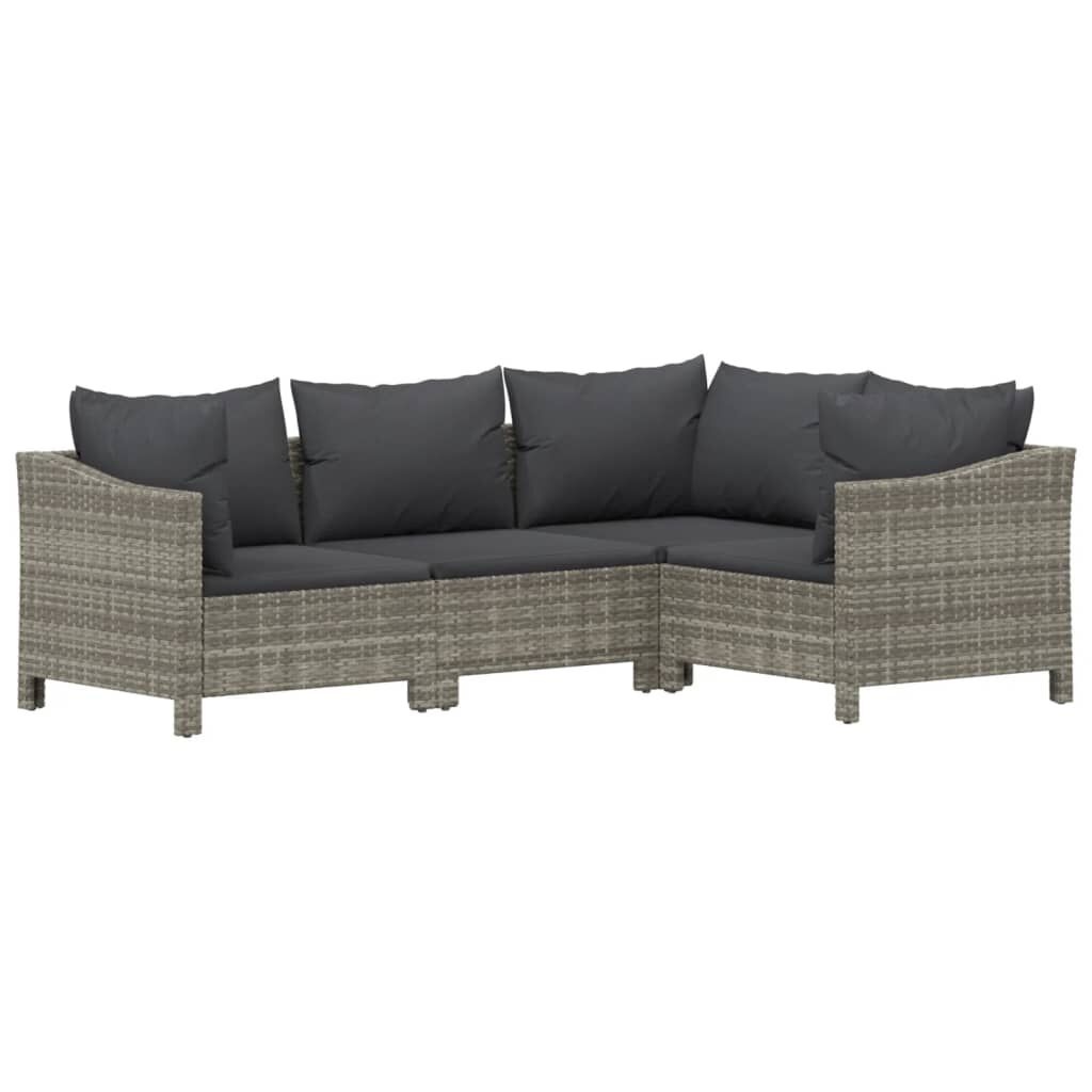 vidaXL Loungeset 4-delig Poly Rattan Grijs - 35% Korting