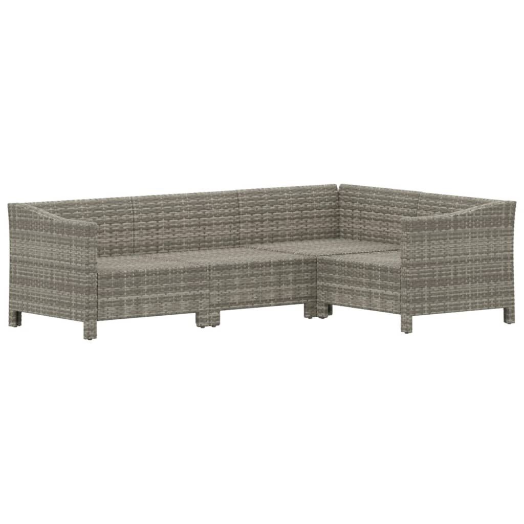 vidaXL Loungeset 4-delig Poly Rattan Grijs - 35% Korting