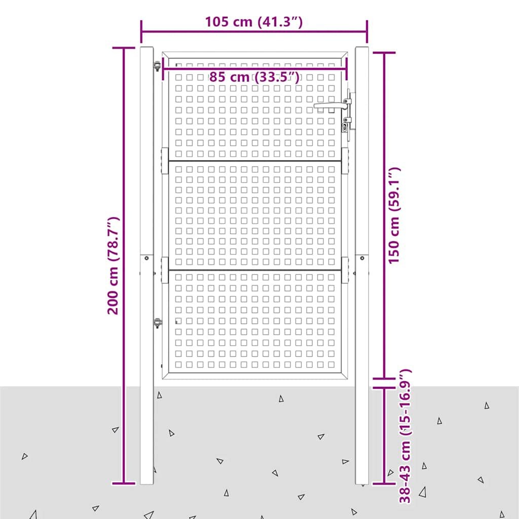 Tuinpoort Staal Antraciet 105x200 cm - 35% Korting
